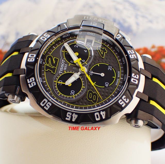 Tissot T Race Thomas Luthi Chronograph Grey Dial Black Rubber Strap Watch For Men - T092.417.27.067.00