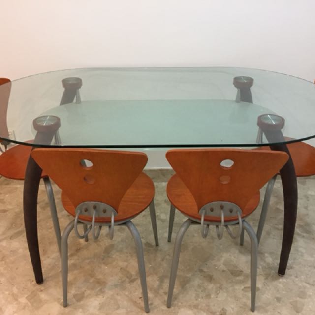 Glass Top Dining Table Set With 4 Designer Dining Chairs Furniture Tables Chairs On Carousell