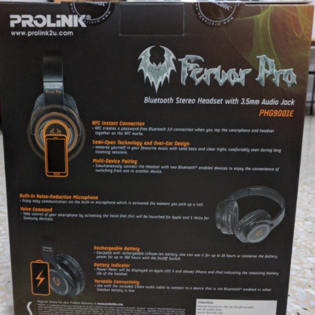 PROLiNK FERVOR PRO Bluetooth Stereo Headset