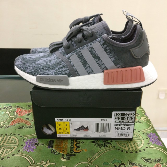 adidas nmd r1 heather grey raw pink