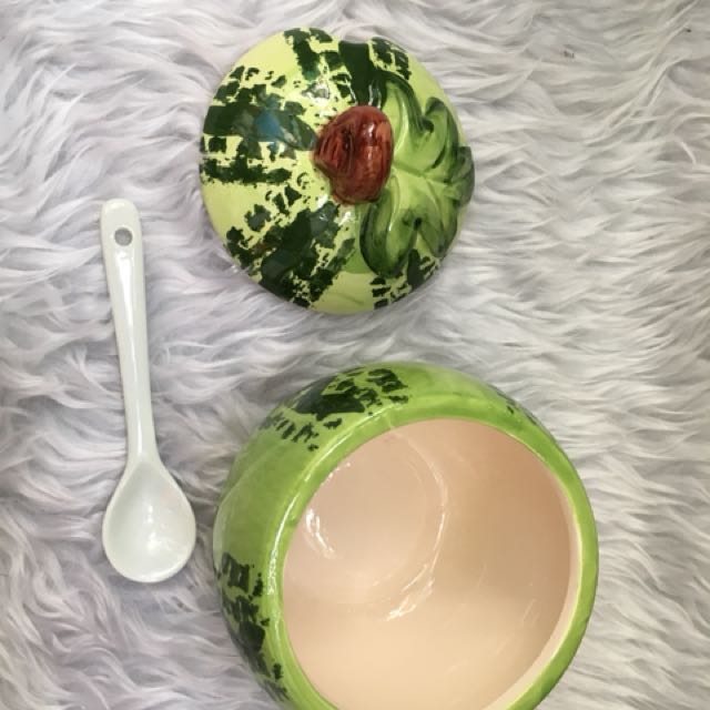 Ceramic Watermelon Condiments Container (Category: Food Organization & Storage) located in Taguig. Submitted by behonestdear (Listing ID 144542705, Image 3). Description: Ceramic Material Super nice in actual! With box With teaspoon included.