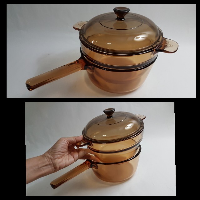 corning ware vision double boiler with insert and lid tv home appliances kitchen appliances other kitchen appliances on carousell