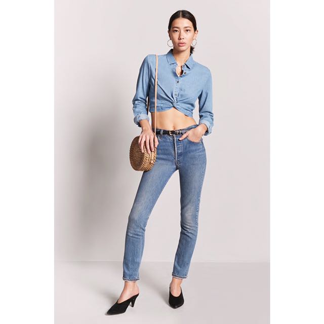 forever 21 denim crop top