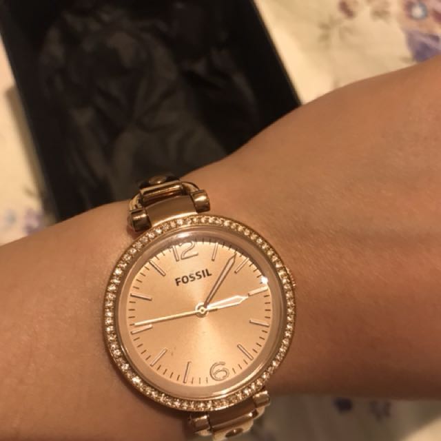 Original Fossil chain gold rose watch