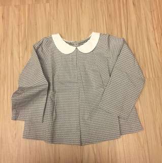 Jacadi 24M 灰底黑點點圓領上衣
