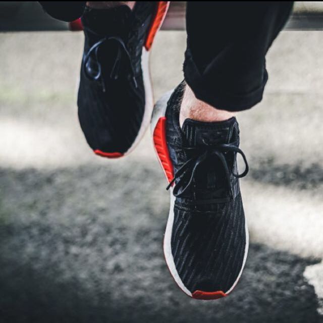Adidas NMD R2 Core Black Red Men s Fashion Footwear Sneakers on