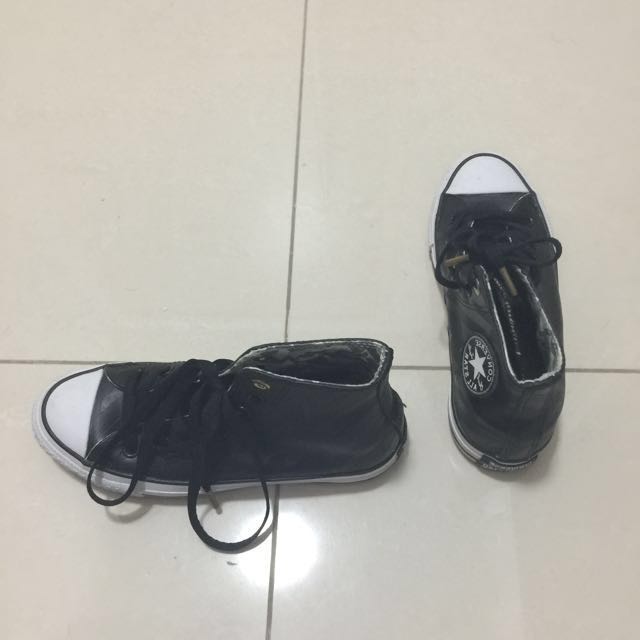 black leather converse sale