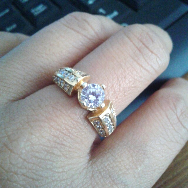 cincin perak poles mas kuning model diamond