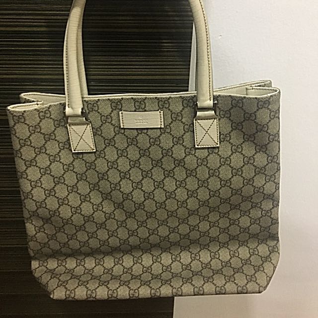 Gucci canvas tote 2025 with leather handles