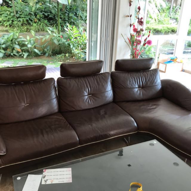 L Shape Sofa(calf leather), Furniture & Home Living, Furniture, Sofas on Carousell