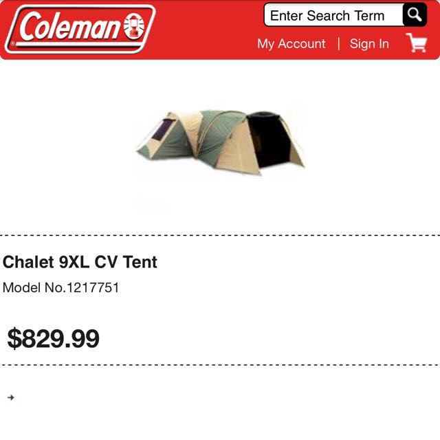 Clearance sale COLEMAN CHALET TENT 9 XL CV