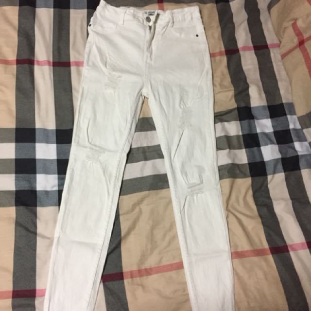 womens pull on white jeans