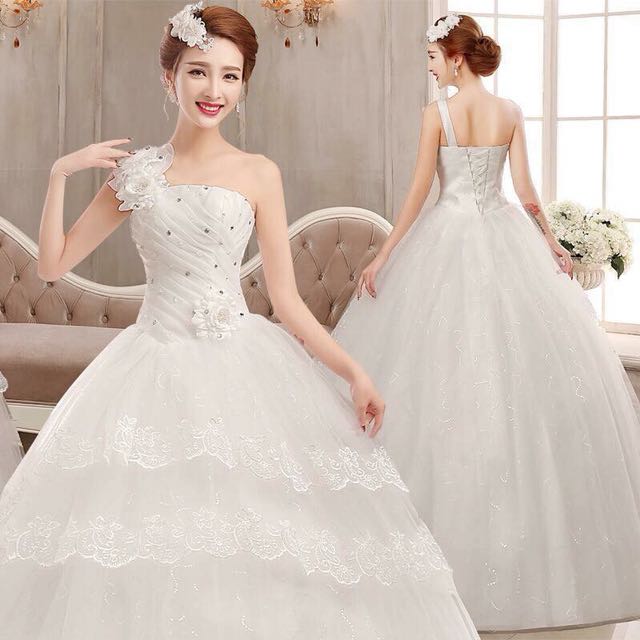 One Sided Wedding Gown Women S Fashion Clothes Dresses One Sided Wedding Gown Women S Fashion Clothes Dresses Skirts On Carou