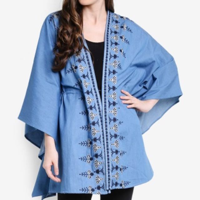Zalia Embroidered Kaftan Cardigan Muslimah Fashion Tops On Carousell
