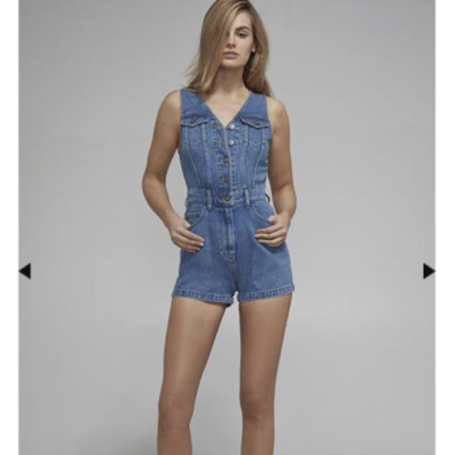 bardot denim romper