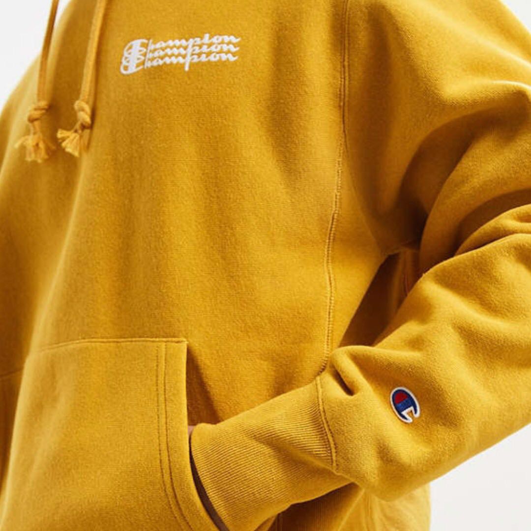 champion reverse weave hoodie sweatshirt yellow