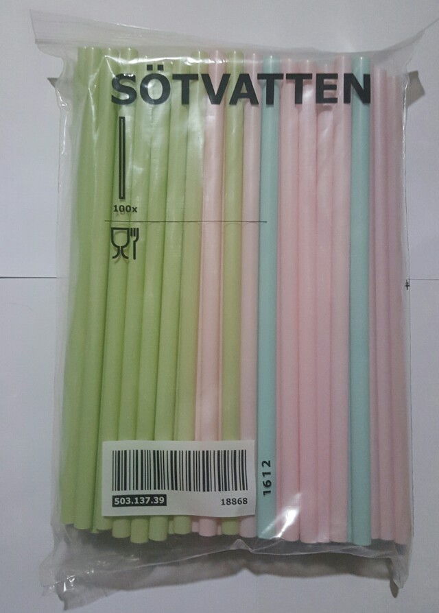 Ikea Sotvatten Pink Light Blue And Light Green Straws 100 Pieces Kitchen Appliances On Carousell