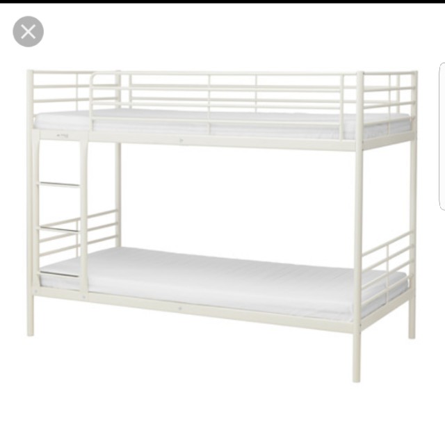 Ikea Svarta White Bunk Bed With Mattresses Furniture Beds Mattresses On Carousell