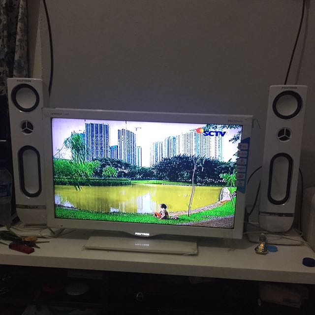 Led Polytron 24 Inch Warna Putih Lengkap Speaker Elektronik Tv Perlengkapan Hiburan Di Carousell