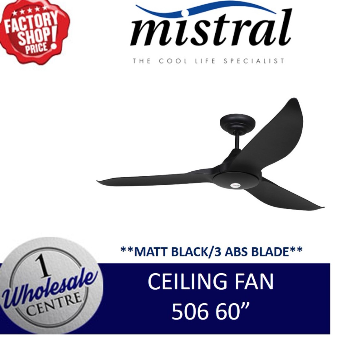 Mistral 506 Ceiling Fan 60 Ceiling Fan Matt Black Furniture