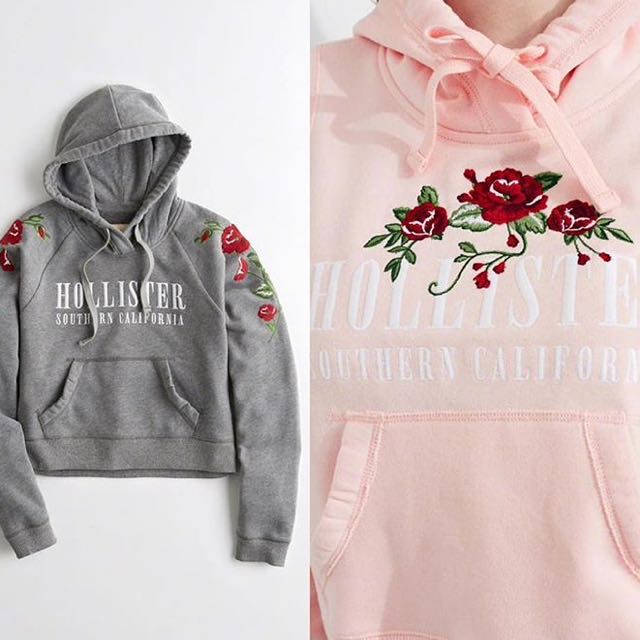 hollister rose embroidered hoodie