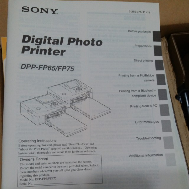 Sony digital photo printer DPPFP65, Photography, Cameras on Carousell