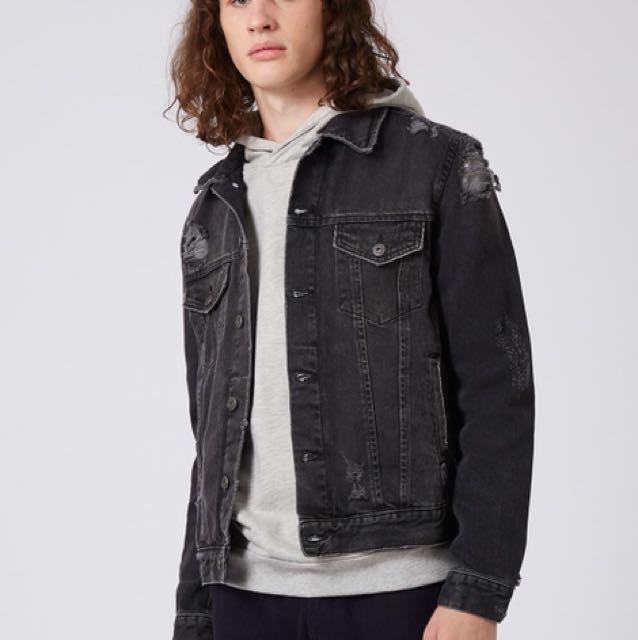 topman ripped denim jacket, Men's 
