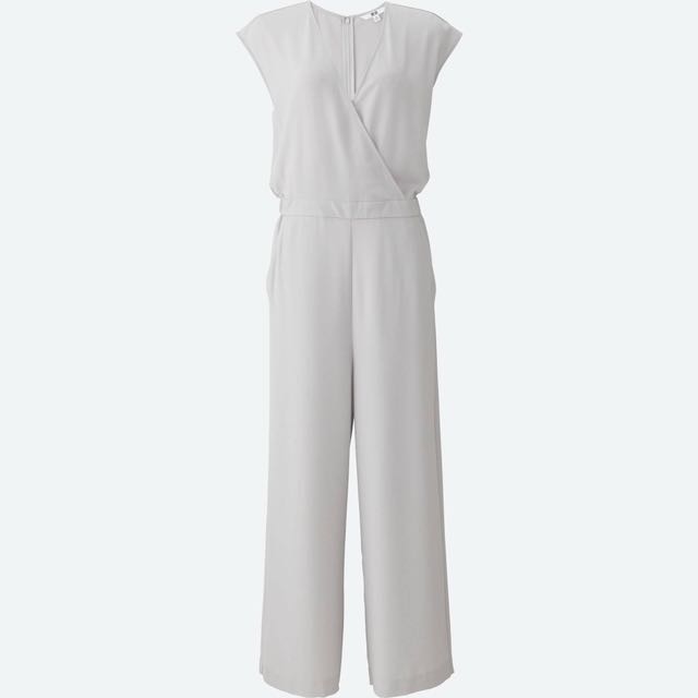 Uniqlo V Neck Jumpsuit Women S Fashion Clothes Rompers Jumpsuits On Carousell
