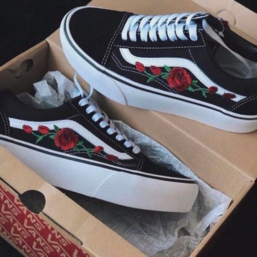 vans old skool rose patch