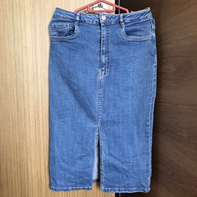 zara denim pencil skirt