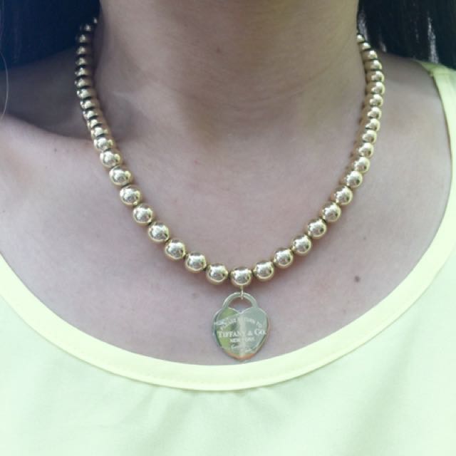 tiffany beaded heart necklace