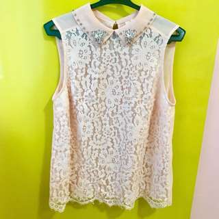 EverNew Beaded Lace Top (S-M)
