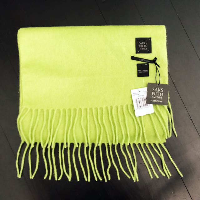 Brand New Saks Fifth Ave Green Cashmere Scarf, Women's Fashion, Watches u0026  Accessories, Other Accessories on Carousell