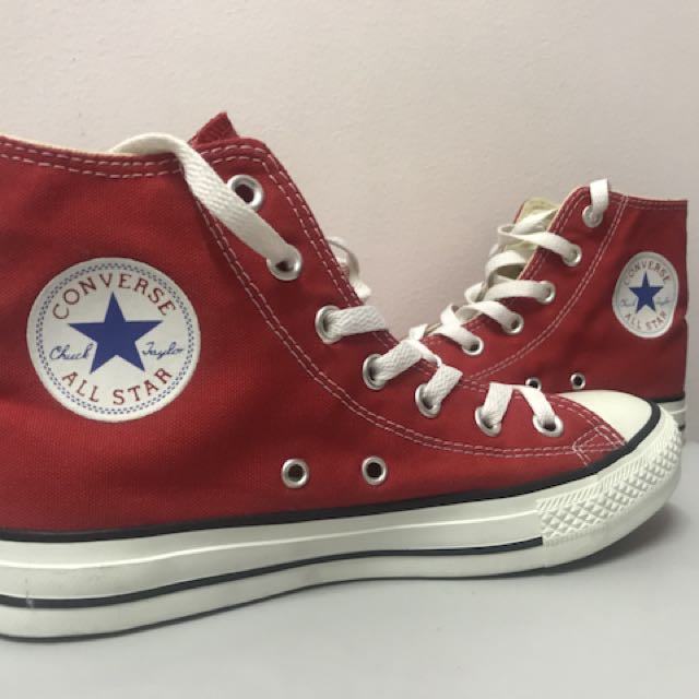 high cut red converse