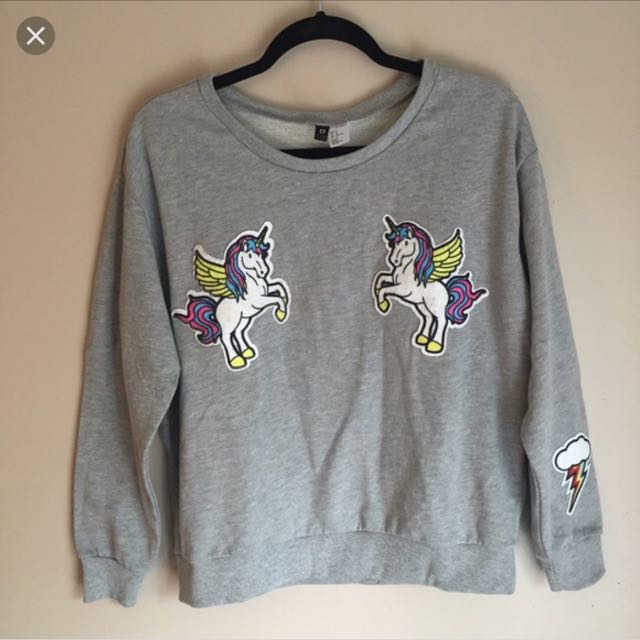 H\u0026M Unicorn Sweatshirt, Women's Fashion