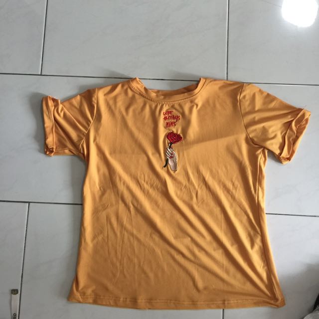 Mustard Yellow Love Always Win Tee Women S Fashion Clothes