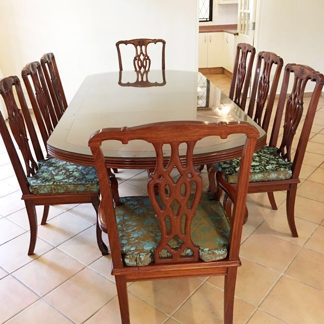 Rare Solid Rosewood English Style Dining Set Buffet Hutch