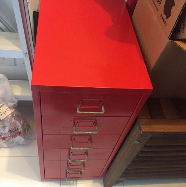 Red Metal Filing Cabinet 6 Drawers Furniture Shelves Drawers