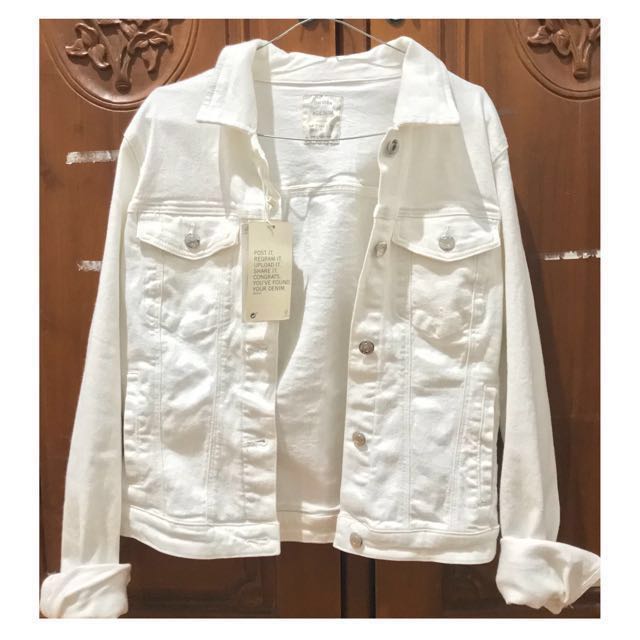 bershka white denim jacket