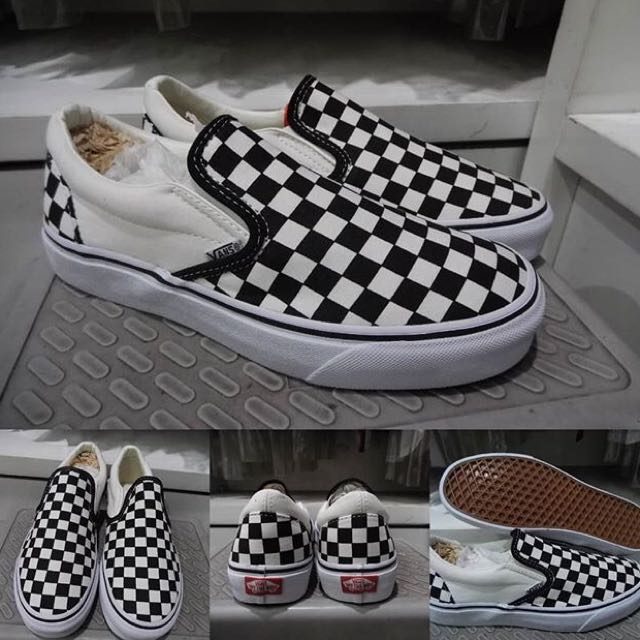 sepatu vans slip on checkerboard