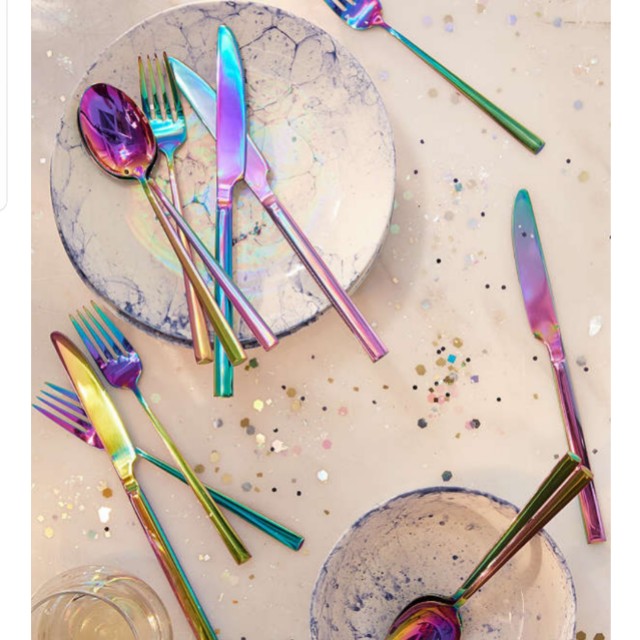 12 Piece Electroplated Cutlery Set Rainbow