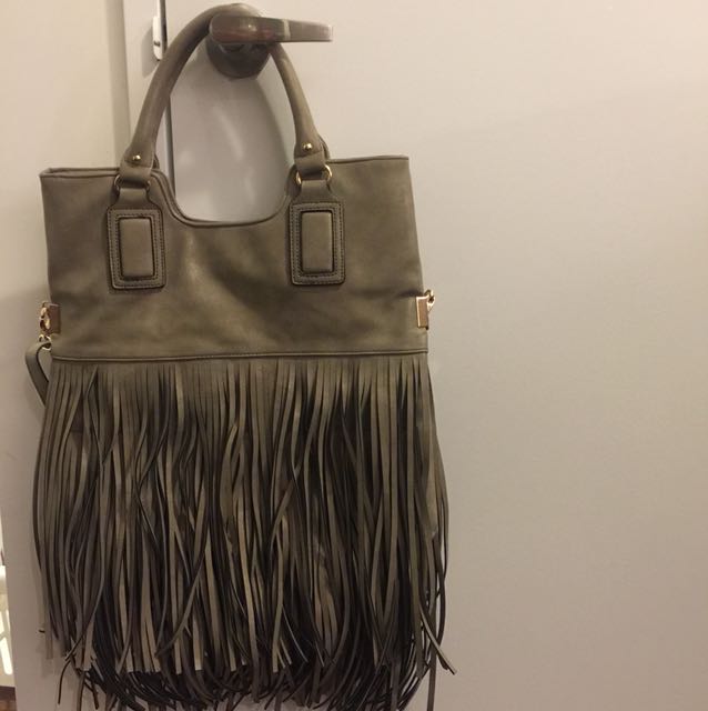 grey fringe bag