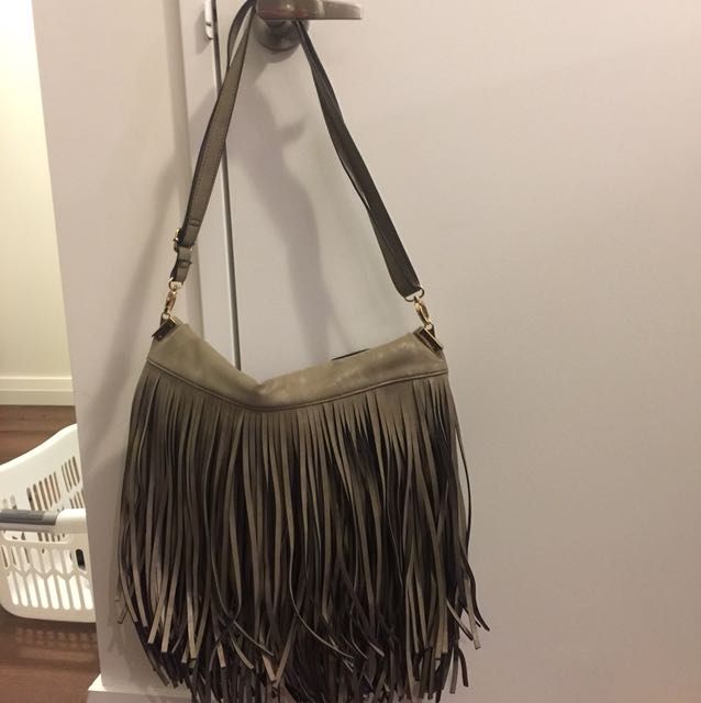 Grey fringe purse store