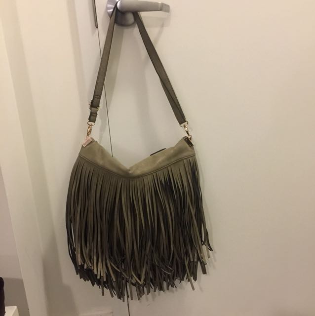 Grey fringe purse cheap