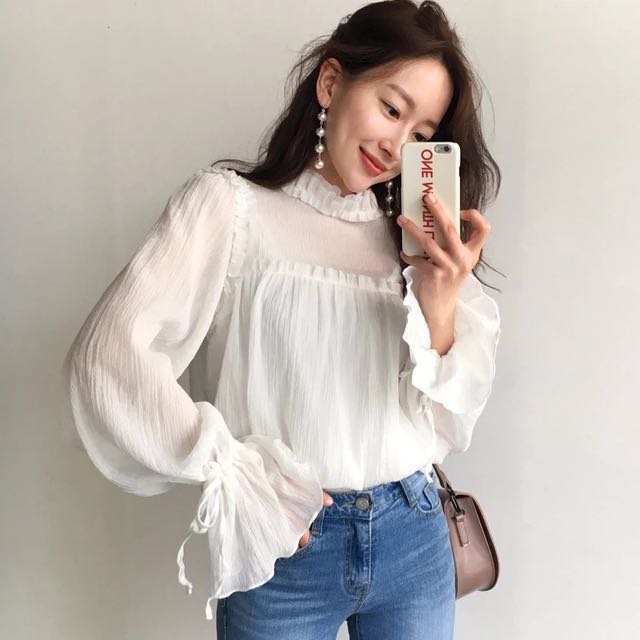 korean white blouse