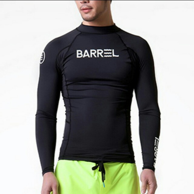 Men Plus Size Rashguard Long Sleeve black Rash Guard zip, Men's Fashion