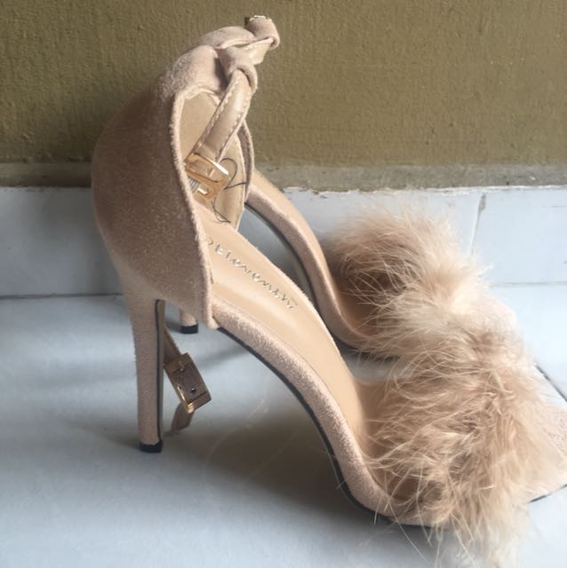 Nude shop furry heels
