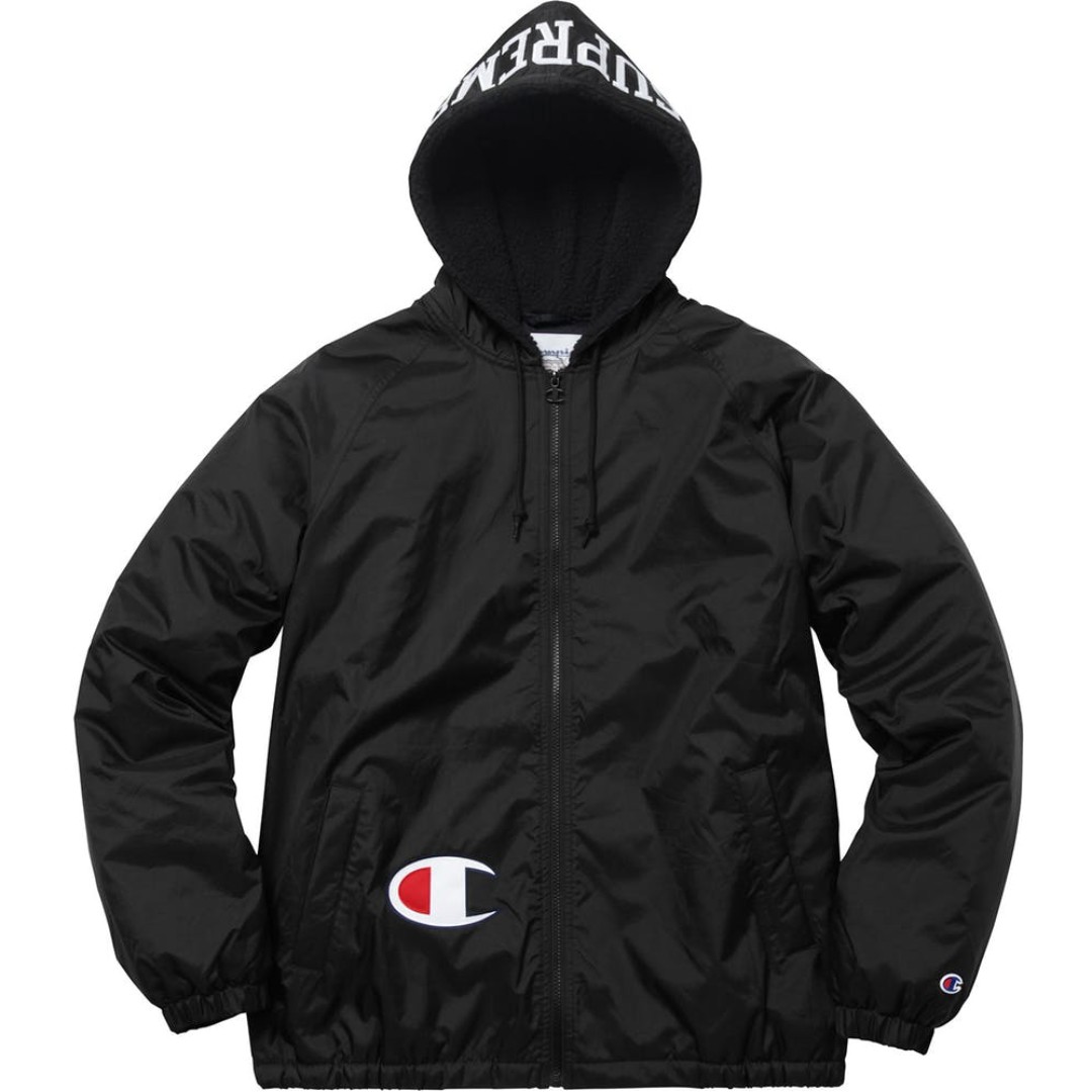 supreme champion sherpa lined hooded jacket black