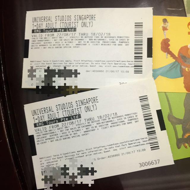 Universal Studios Singapore (USS) 1 day Adult x 2, Tickets & Vouchers ...