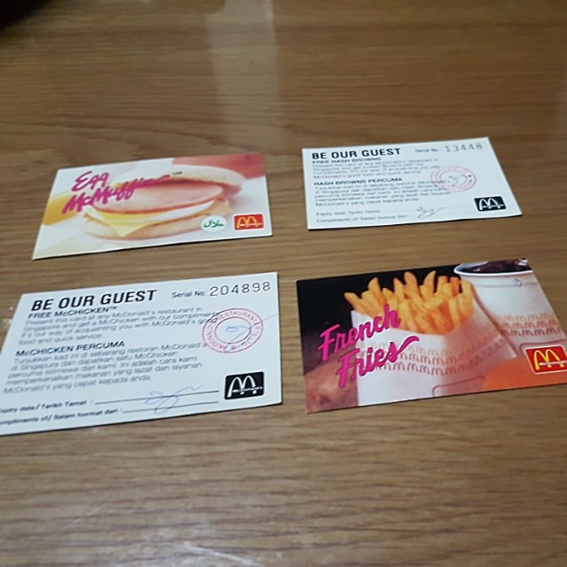 Vintage Mc Donalds food coupon, Tickets & Vouchers, Vouchers ...